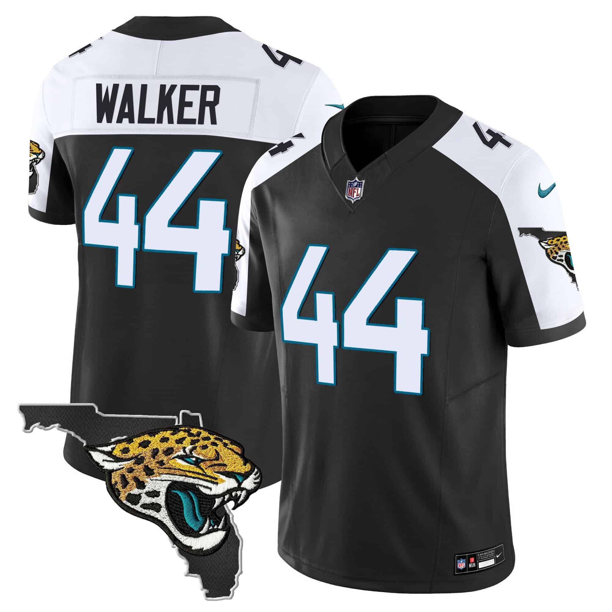 Men Jacksonville Jaguars 44 Walker Black 2024 Nike Florida Patch Vapor NFL Jersey